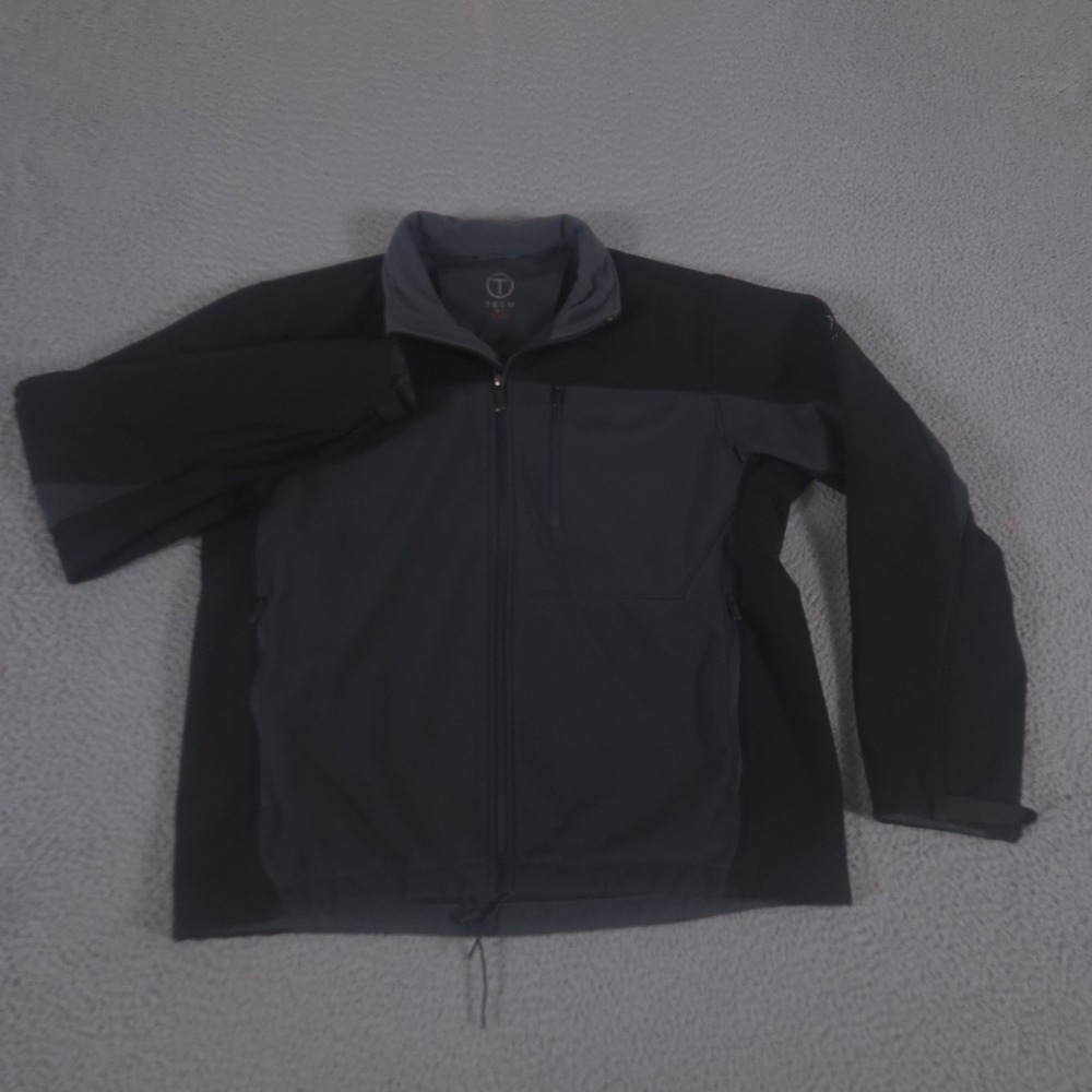 Tumi Jacket Mens Large Black Softshell Fleece Lined Full Zip Tech Mock Neck Coat